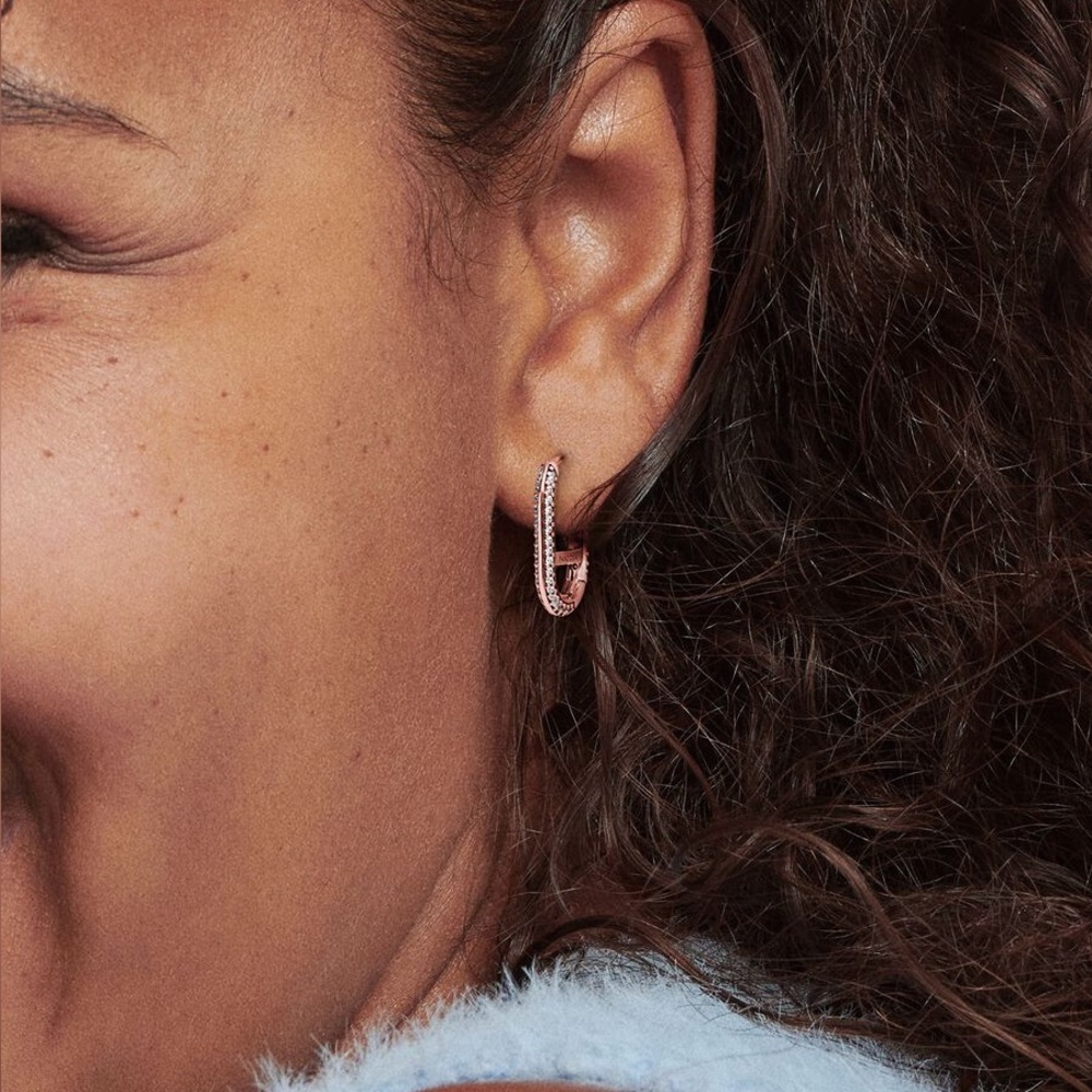Pandora ME Pavé Link Rose Gold Earrings (Pair) - Picture 6 of 6